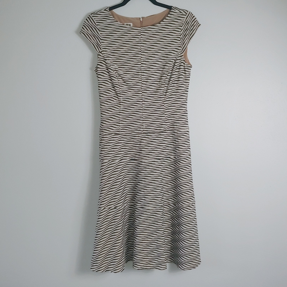 6 Anne Klein Fit & Flare Cream Textured Stripe Dress